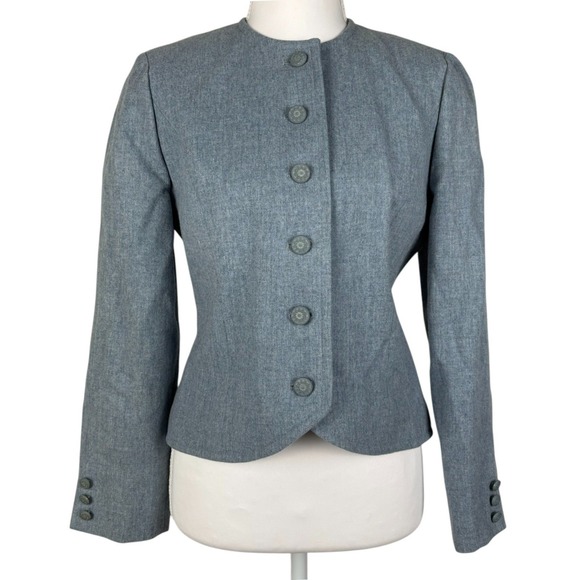 Pendleton Jackets & Blazers - Vintage Pendleton 2pc Wool Pant Blazer Suit Womens 4 Petite Light Blue USA